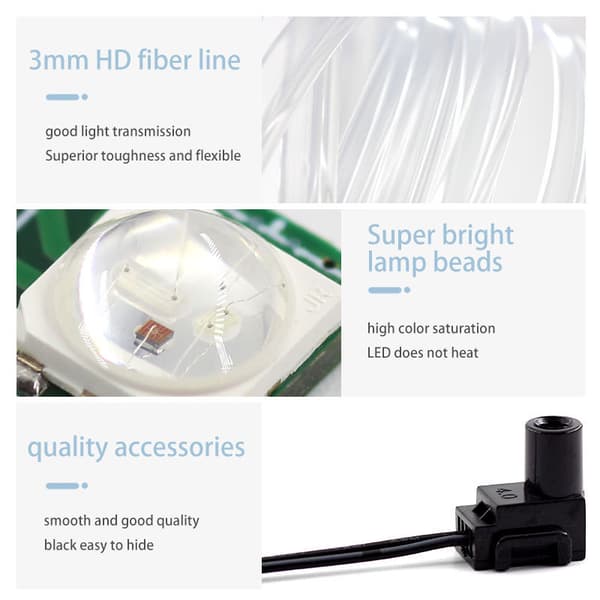 Fargerik kaldt lys USB-kabelfri lysende lampe for bil