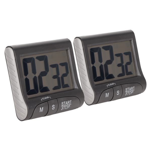 2 stk. digital timer Multifunksjonell magnetisk digital nedtellingstimer med stor digital skjerm for kontorkjøkken