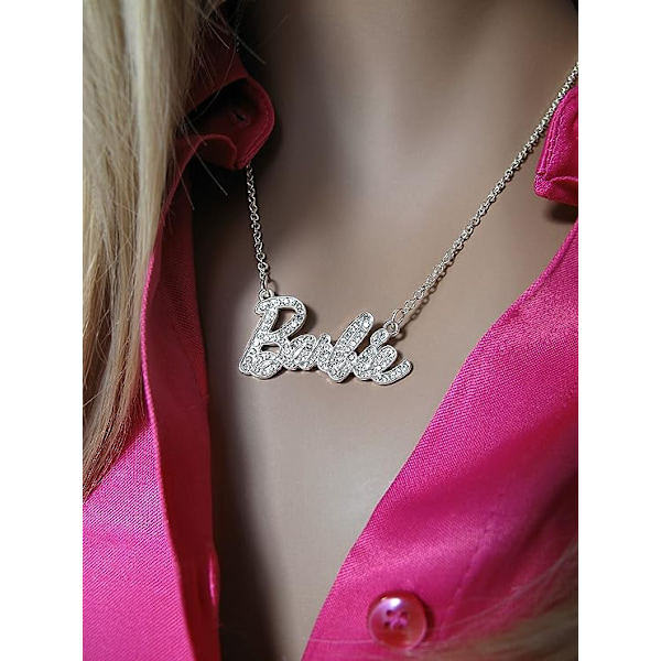 Barbie Crystal Script Logo Halskjede xixl Silver