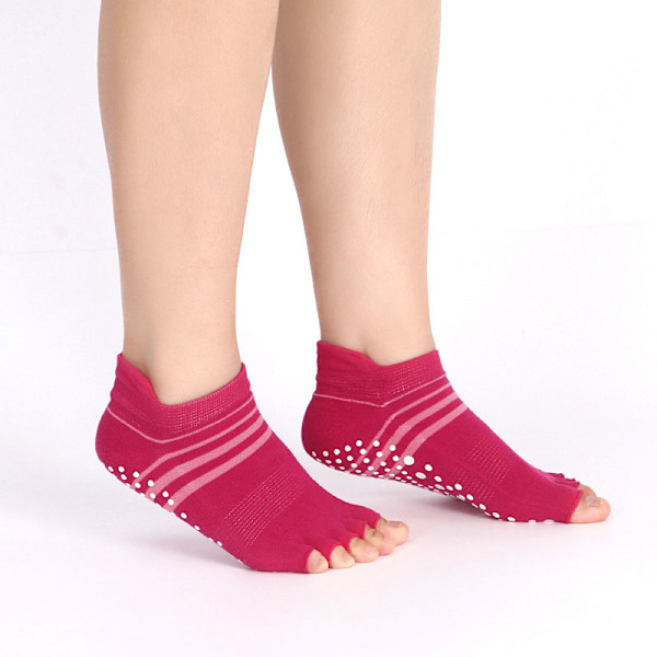 Femtåiga Yogasockor med Halv/Hel Tå Anti-Halk Grepp Inomhussockor half toe orange