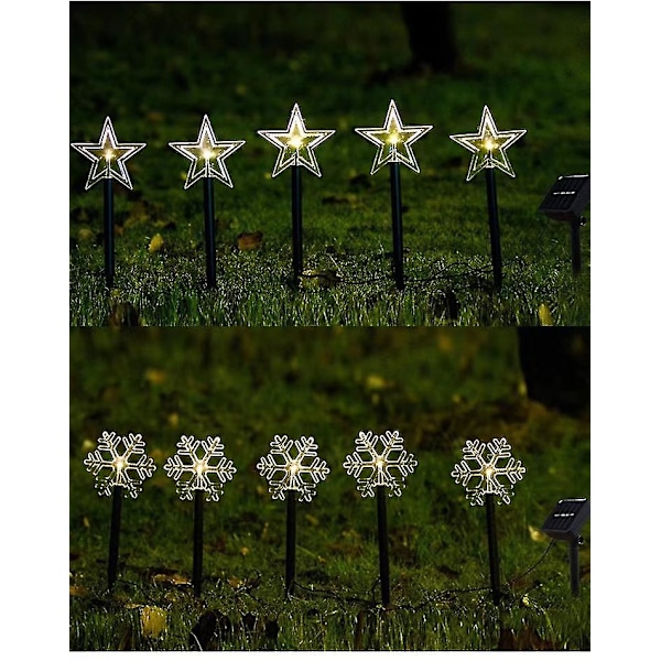 Stjerne- eller snøflak LED-stake hagebelysning - LED-stibelysning hage plen terrasse - Festlig juleglød juledekk Seven pointed star