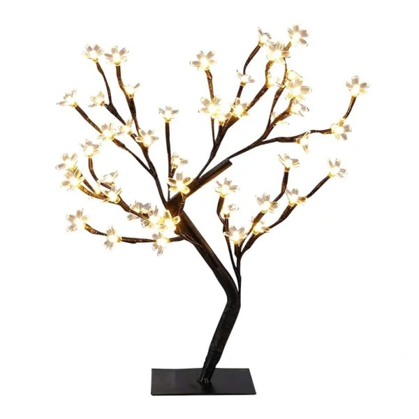 Blomsterpotte landskabstræ, 24 LED-lys, metalfod, varm hvid