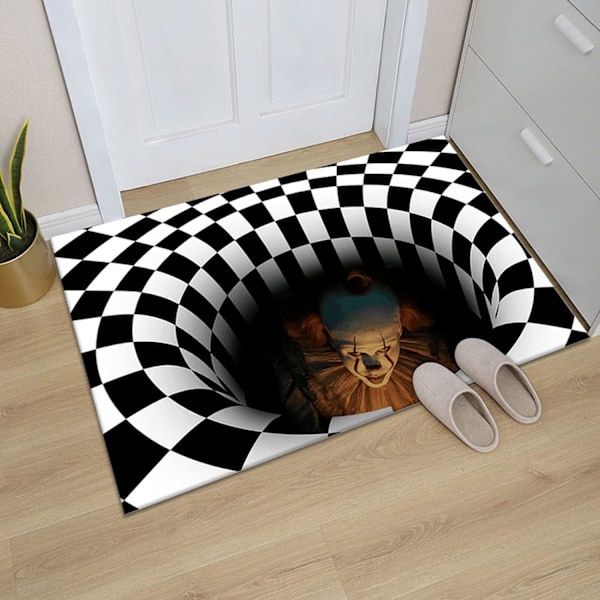 3D optisk illusjonsmatte, klovnfellemønster sklisikker rektangulær