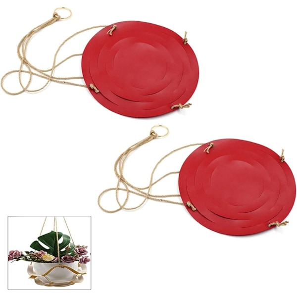 Läderhängande blomkruka - För inomhus- och utomhusbruk - 31 cm / 15 cm - Röd