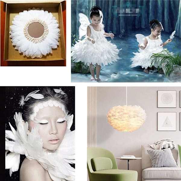100 st/Set Gåsfjädrar Blandade Fjädrar VIT white