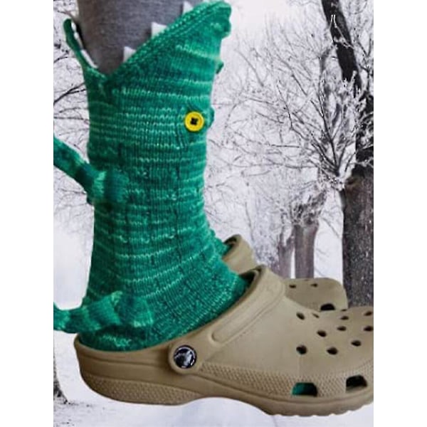 Stickade Krokodilstumpor för Kvinnor Män Nyhet Djur Hajstrumpor Roliga Alligatorstrumpor shark