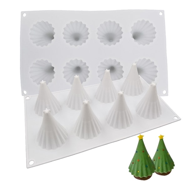 8 Cavity Christmas Tree Formed Silikon Cake Form Cookies 3D Ba