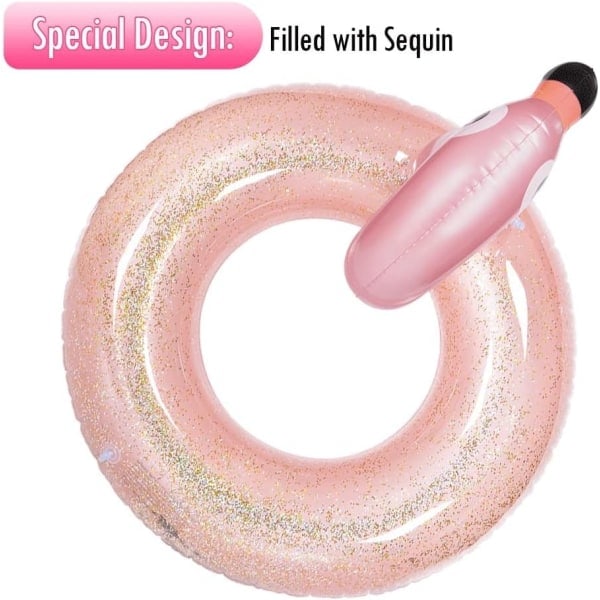Pink Oppustelig, Glitter Flamingo Bademadras, Gigant Flamingo Voksen Flydende Oppustelig Sommer Bade Ring Sød Legetøj til Strand Pool Party 90cm
