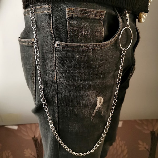 1/2/3 lager lång metall bälteskedja Rock Punk Hook byxor A3