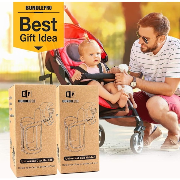 2-pack Universal Mugghållare för Barnvagn, Justerbar Flaskhållare{GKS}