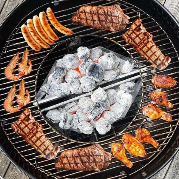 Charcoal Grill Baskets 2-pack - Replacement Baskets for Grills - High-Quality BBQ Accessories Silver 0.8MM