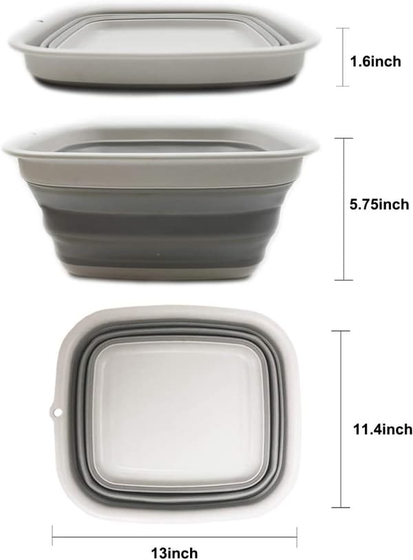 7,7 L (2 gallon) sammenleggbart badekar - sammenleggbart badekar - bærbar vaskebalje - plassbesparende plastbadekar (grå)