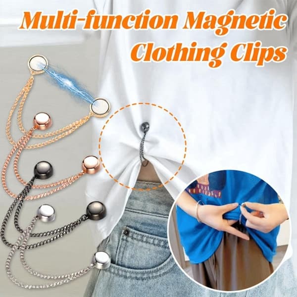 Magnetisk Kofta Clip - 3 Delar - Kofta Clip - Mini Magnet Brosch - Med Kedjor