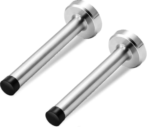 Dørstopper, 15 cm Lang Dørstopper, Vægmonteret, Tung Solid Sort Dørstopper Børstet Rustfrit Stål med Blød Gummibump - Perfekt Silver 6 Inch*2