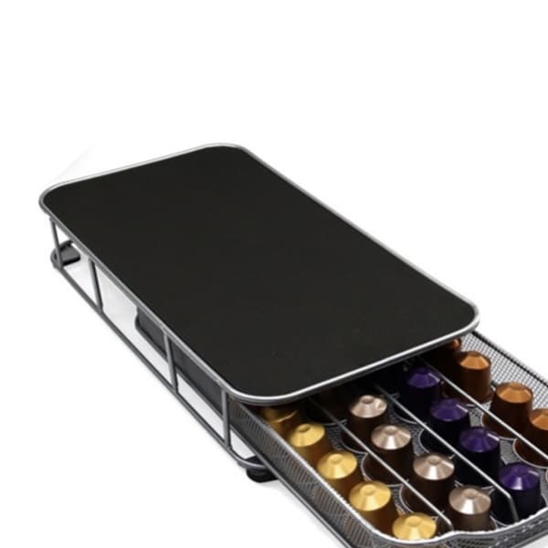 Coffee Capsule Box 40pcs Durable Coffee Capsule Storage Rack Coffee Drawer Holder Silver