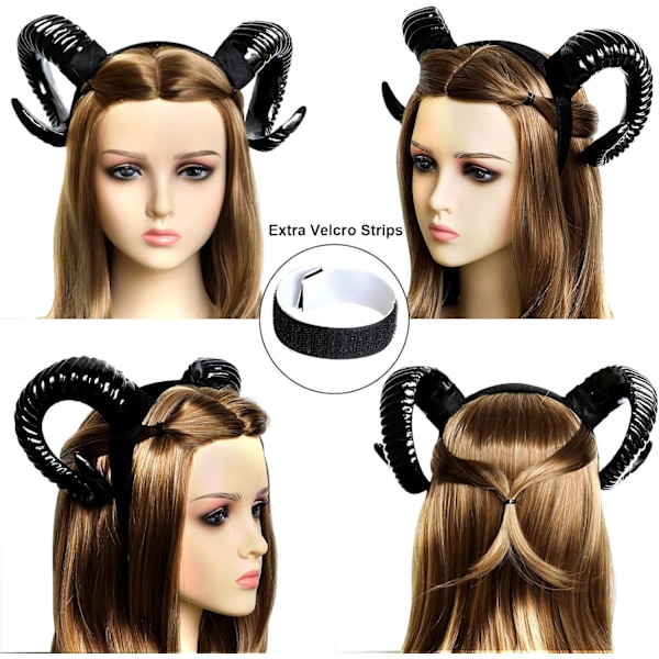 Djævelshorn Gothic Horn Pandebånd, Halloween Djævel Demon Horn Bånd Halloween Kostume Cosplay pHOto Props Black Horns