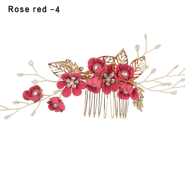 Hårkam Blomst Hårnål Brudeklemmer ROSE RED 4 rose red rose red 4