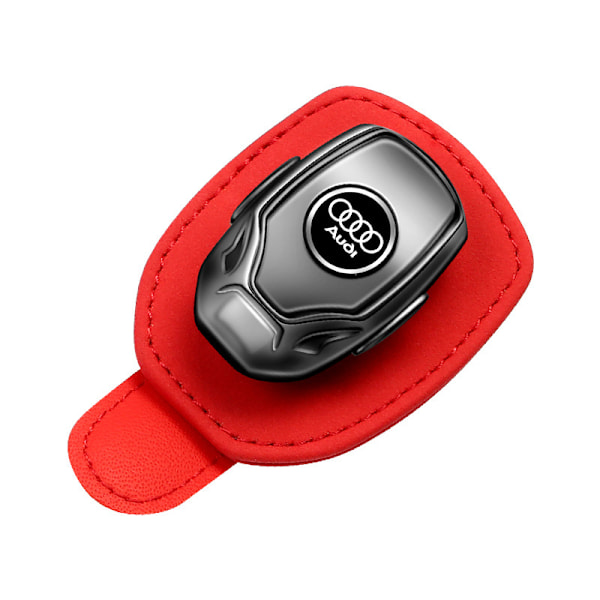 Passar Audi bil solglasögonhållare, glasögonhållare i läder för bil solskydd Red