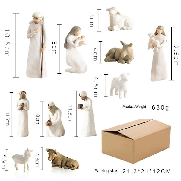 Willow Tree Nativity Figurset Staty Handmålad Dekoration Julgåva ~ Jesus 10 piece set