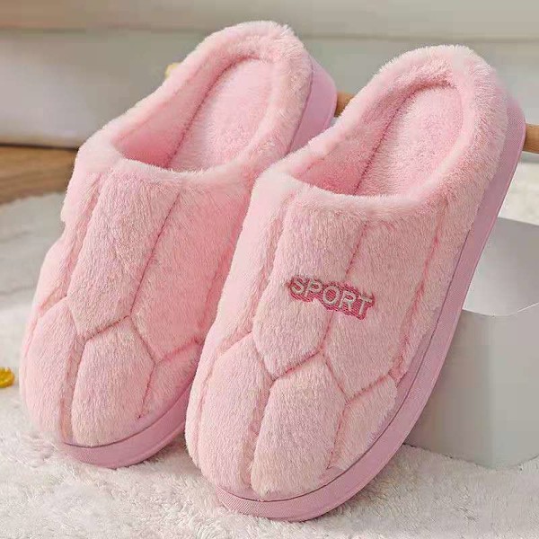 Mjuka och fluffiga tofflor med memory foam, varma inomhus- och utomhusskor med plyschfoder i kaninpäls, rosa Pink
