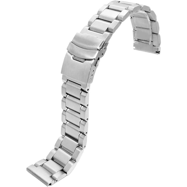 Solid Tvåfärgad Stålrem 24mm Silver Rostfritt Borstad Yta