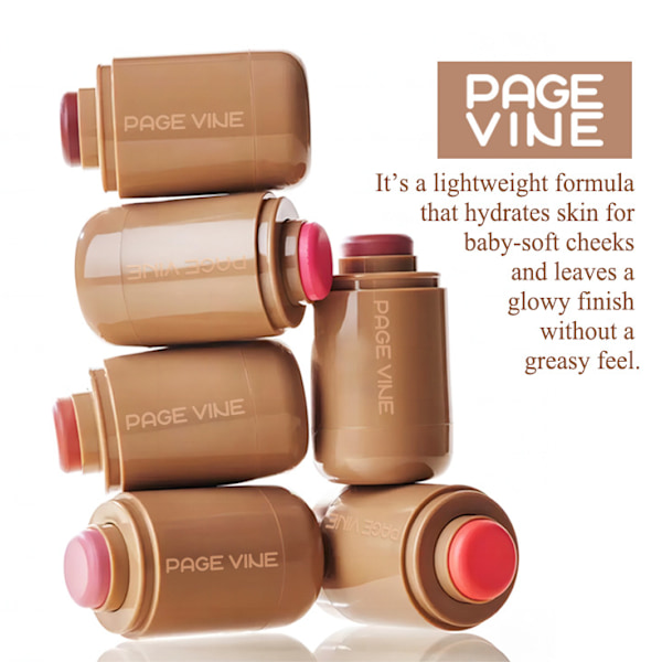 PAGE VINE Pocket Blush Stick 6 farver læbe og kind vandlys stick highlighter lysner naturlig vandlys h 06-tosated teddy