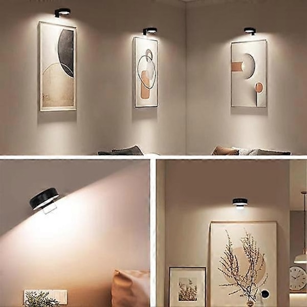 Vægmonteret trådløs billedlampe med fjernbetjening, dæmpbar, batteridrevet, justerbar 13-farvers RGB-malerilampe - Perfekt gylden【DH】 golden golden 4pcs