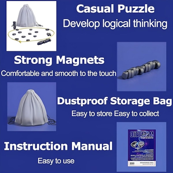 Magneettinen Shakkipelin - Magneettinen Lautapeli - Hauska Magneettinen Lautapeli - Pulmastrategiapeli - Joululahja Lapsille