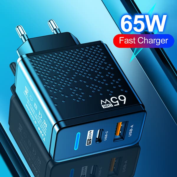 Hurtiglader 65W USB C Oplader Til iPhone 12 USB Sort Black