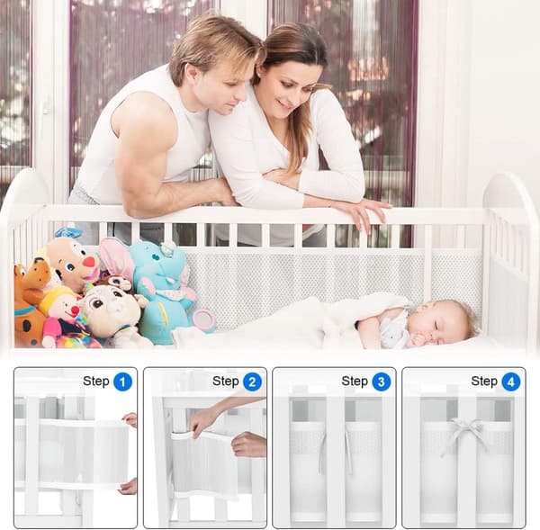 Babysengs Bumper Sæt - Sæt med 2 - Sengs Bumper - Seng Sidebeskyttere - Anti - bump Kant