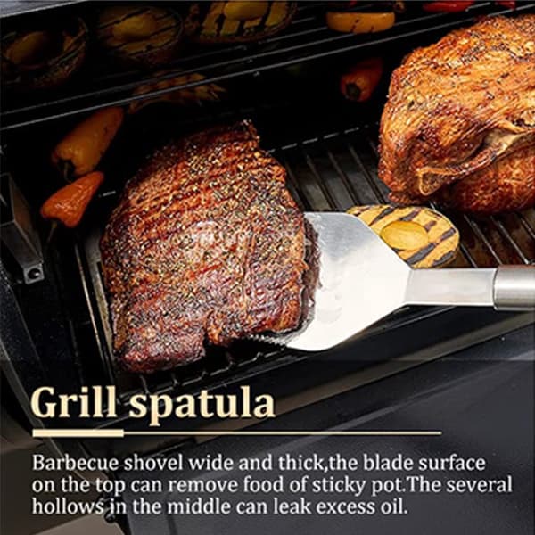 BBQ Tilbehørssæt - BBQ Sæt 5 Dele - Grillværktøjssæt Rustfrit Stål - Grilltilbehør