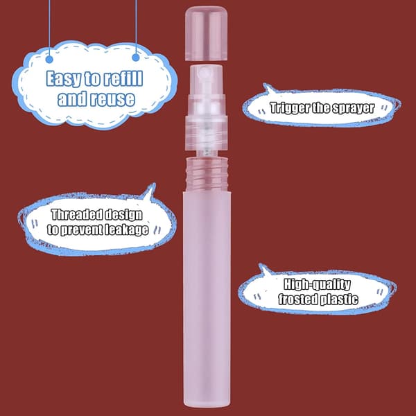 Påfyllningsbara parfymatomizers, fina dimma matta plastsprayflaskor för resor, hår, ansikte, växter, 5-pack 8 ml vit
