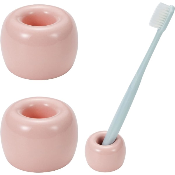 Mini keramisk tandborsthållare Handgjord-rosa