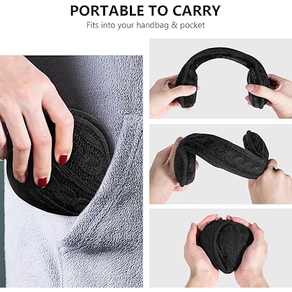 Varme Øremuffer (Sort), Unisex Øremuffer, Foldbare Øremuffer med Varme