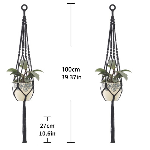 Makrame hängande planteringskärl, 2 st Macrame växthängare för blomma