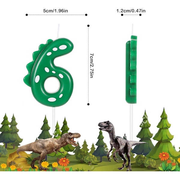 Fødselsdagsljus, 7cm Dinosaurlys Fødselsdagskage Lys Dinosaur Fødselsdag Lys til Kage Dinosaur Lys Temafest Dekoration (Nummer 6) Nummer 6