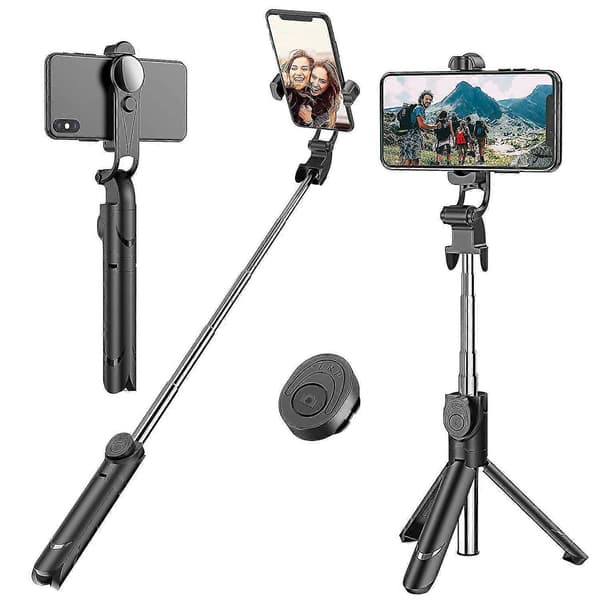 Selfie Stick Tripod Bluetooth, 45-tums Telefonstativ, iPhone Stativ