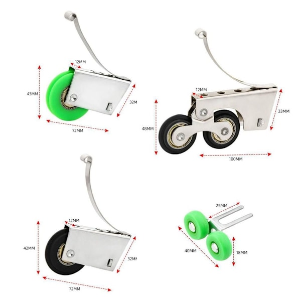 4 ST Dørløbere Ruller Skydedørs Hjul STYLE 4 STYLE Style 4 Style 4