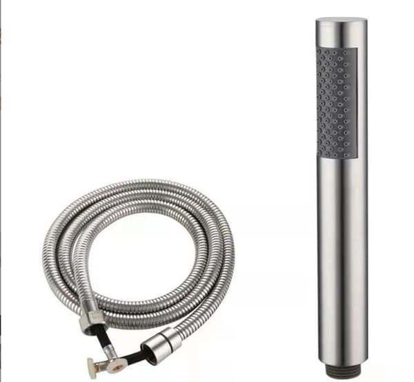 Håndholdt dusjhode, høytrykks vannbesparende, 1,5 m antikinkslange, rustfritt stål og ABS, baderom, børstet sølv, 19x3 cm