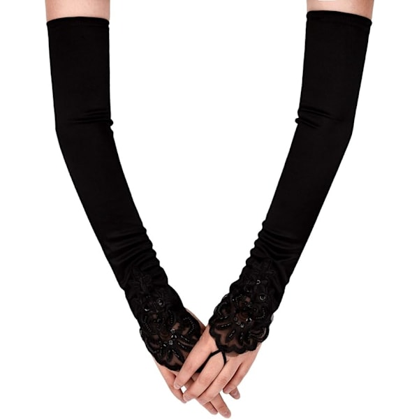 20-tals Kläder Accessoarer Set Damhandskar Arm Ärmar - Perfekt black