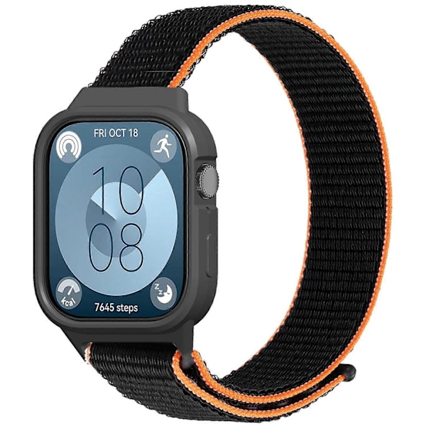 D-formad integrerad rem för Huawei Watch Fit 3, flätat nylonarmband med TPU-skal - Perfekt Style D