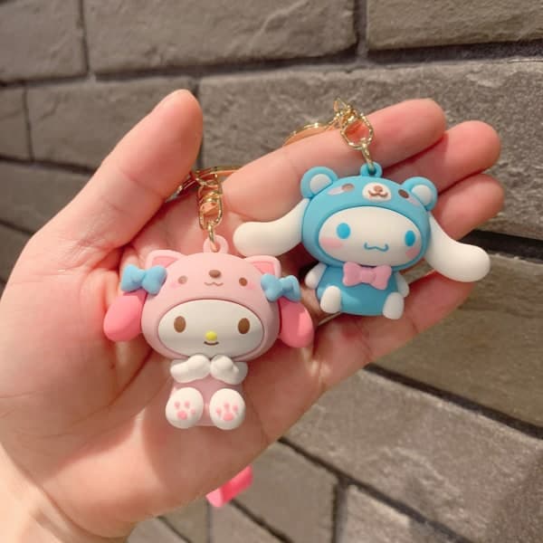 2 stk. børnenøgleringe, Cinnamoroll-nøglering, nøgleringstilbehør