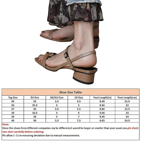 Women's Lightweight Buckle Chunky Heel Sandal Ladies Wedding Elegant Heels Sandals Khaki Khaki 38