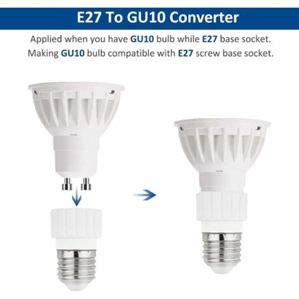E27 till GU10 Adapter, 220V, E27 GU10 Adapter Socket Konverter för LED-lampa, Halogen och CFL-lampa, Keramisk Adapter, 6-pack