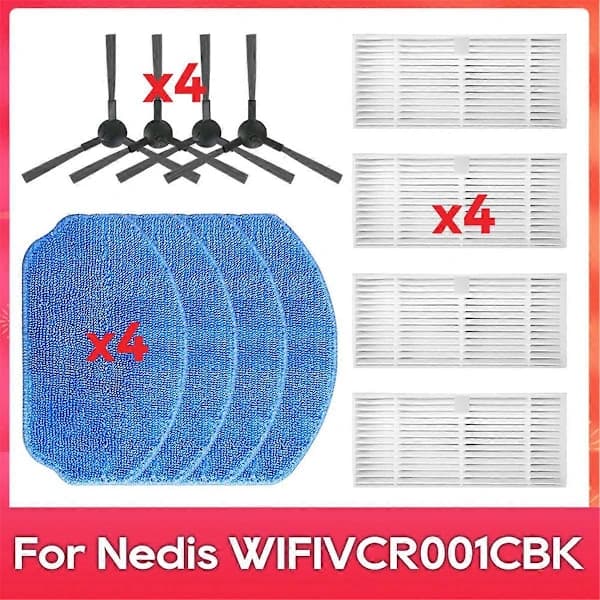 Til Nedis WIFIVCR001CBK Sidebørste Filter Moppe Robotstøvsuger Tilbehør Reservedele Som Vist