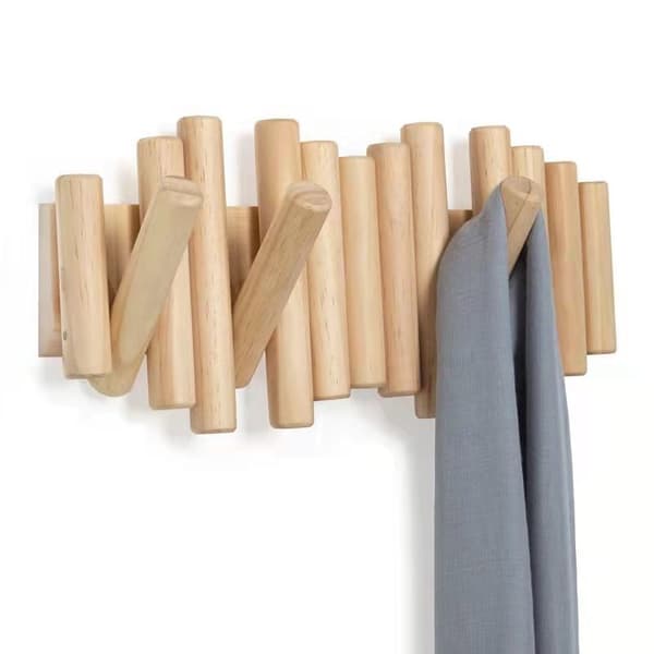 Picket 5. Seinäkoukku 5 koukulla, luonnonpuuta, 37,5x16cm, ZQKLA