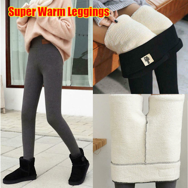 Super tykke cashmere Leggings Vintertøj bukser med høj talje Varme bukser Sort Black S