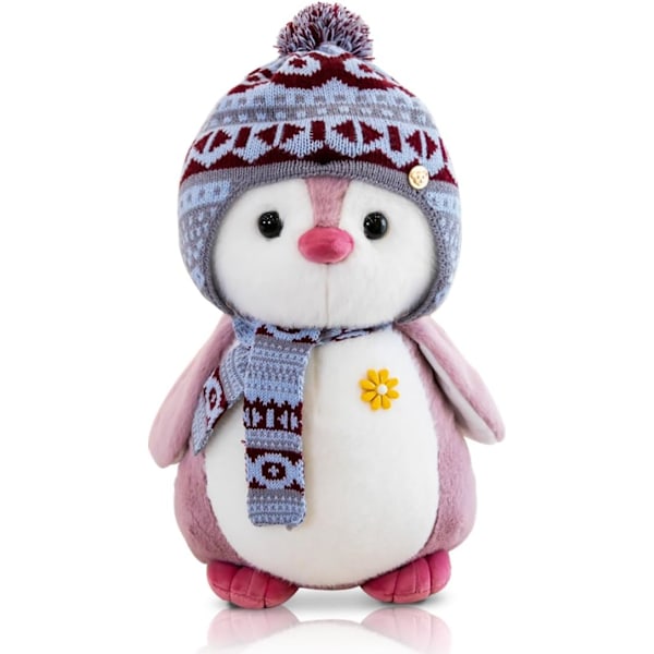 Stuffed animal, penguin, plush, stuffed animal, stuffed animal to cuddle and play, squishmallow, penguin, plush for children (pink 20 cm)