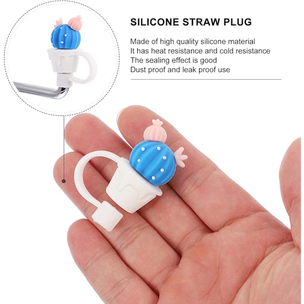 6 kpl Universal Cactus Straw Dammskydd, Söpö Pillin Suljin, Silikoni