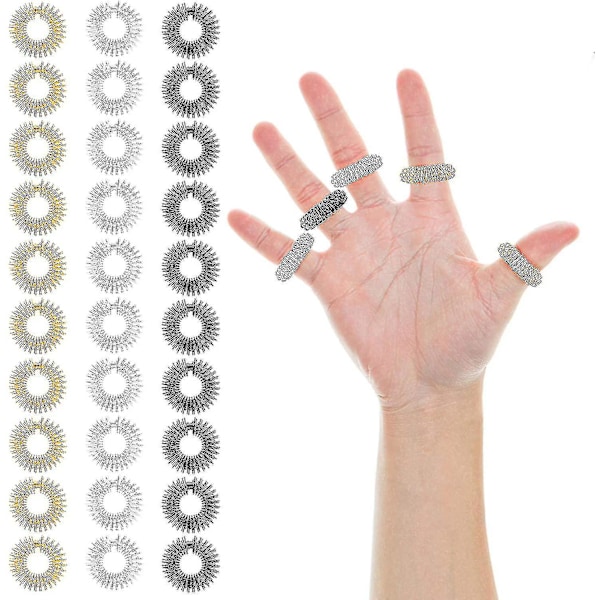 30 stk Akupressur Fingermassasje Ring Piggete Sensoriske Fingerringer
